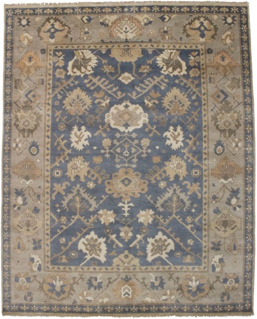 Slate Grey Floral 8X10 Oushak Chobi Oriental Rug