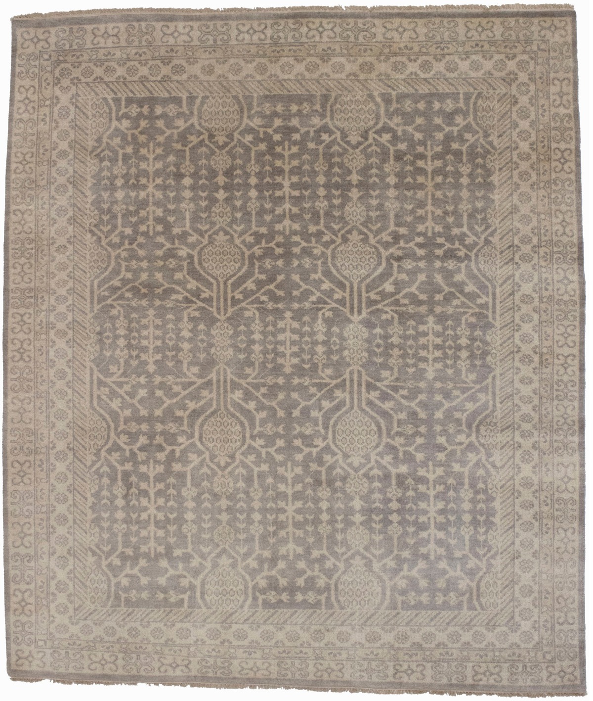 Warm Stone Floral 8'5X9'9 Oushak Chobi Oriental Rug