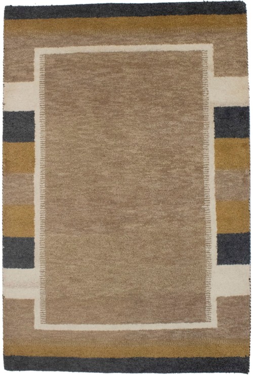 Khaki Tribal 4X6 Indo-Gabbeh Oriental Rug