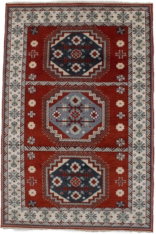 Rust Geometric 6X9 Kazak Oriental Rug