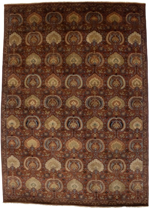 Cinnamon Brown Floral 10X14 Osh Chobi Peshawar Oriental Rug