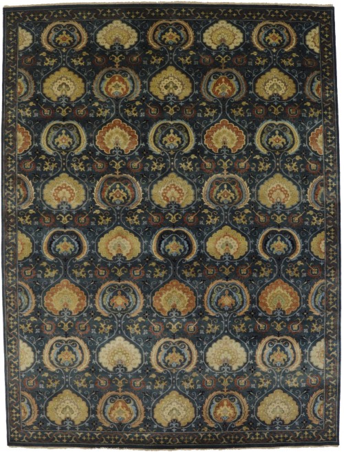 Dark Slate Floral 9X12 Osh Chobi Peshawar Oriental Rug