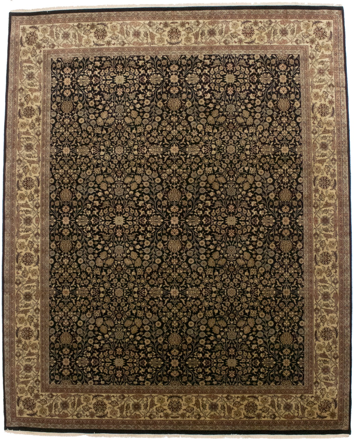 Black Floral Haji Jalili 8X10 Indo-Tabriz Oriental Rug