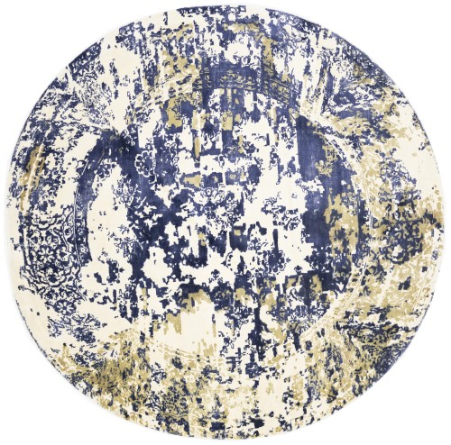 Distressed Floral Modern 6X6 Hand-Loomed Round Rug