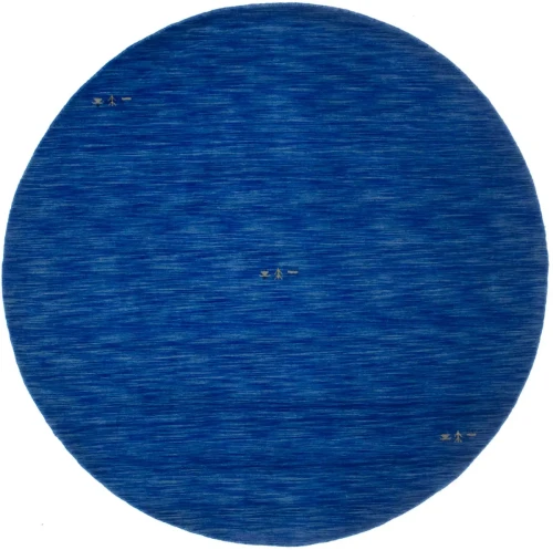 Solid Blue 8X8 Oriental Modern Round Rug