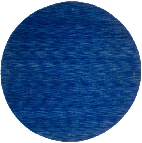 Solid Blue 6X6 Oriental Modern Round Rug