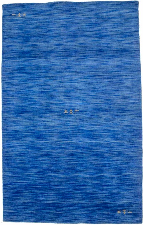 Solid Blue 5X8 Oriental Modern Rug