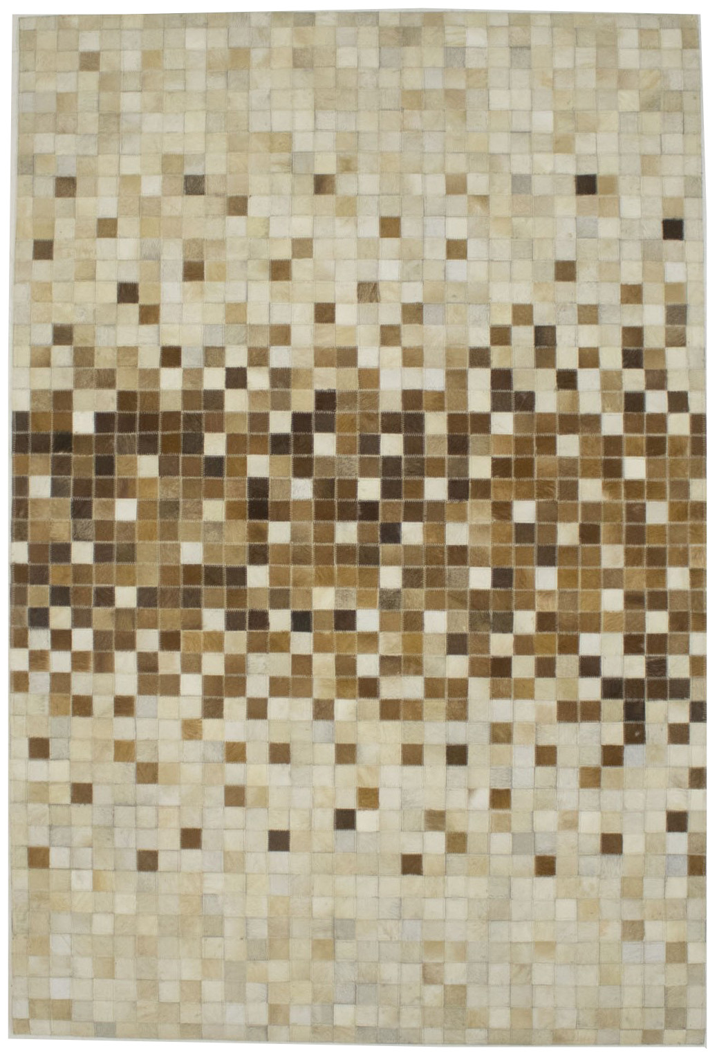 Beige Brown Cowhide 4X6 Modern Leather Rug