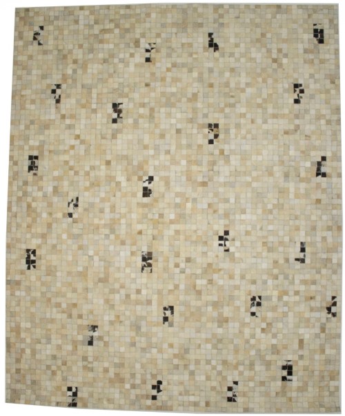 Multi Beige Brown Cowhide 8X10 Modern Leather Rug