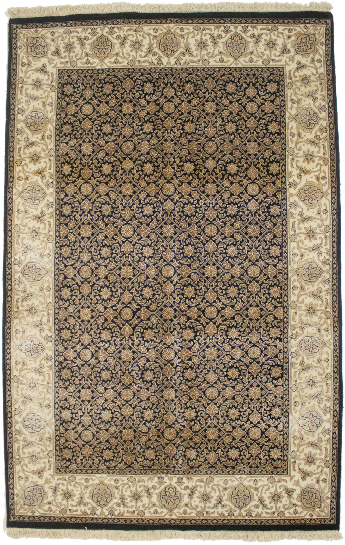 Black Floral Extra Fine 4X6 Herati Oriental Rug