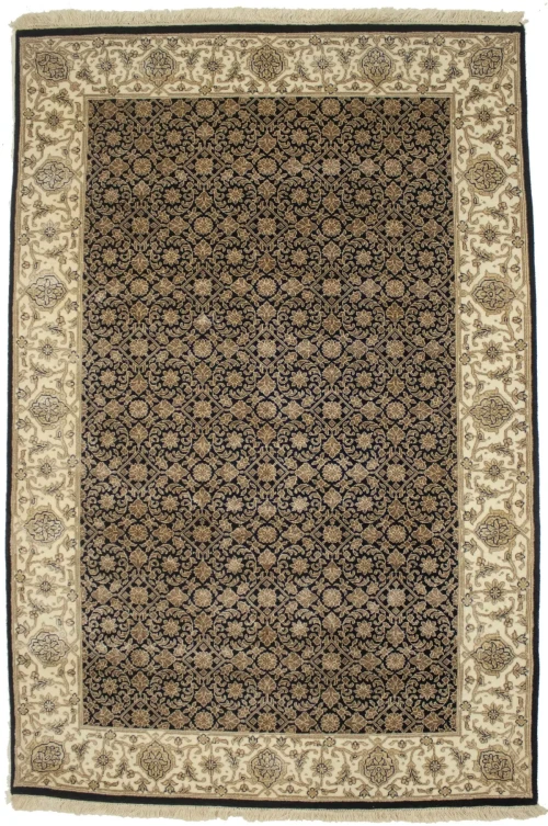 Black Floral Extra Fine 4X6 Herati Oriental Rug