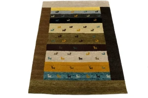 Multicolored Stripes Tribal 4X6 Indo-Gabbeh Oriental Rug