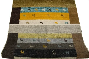 Multicolored Stripes Tribal 4X6 Indo-Gabbeh Oriental Rug