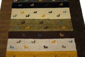 Multicolored Stripes Tribal 4X6 Indo-Gabbeh Oriental Rug