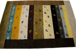 Multicolored Stripes Tribal 4X6 Indo-Gabbeh Oriental Rug
