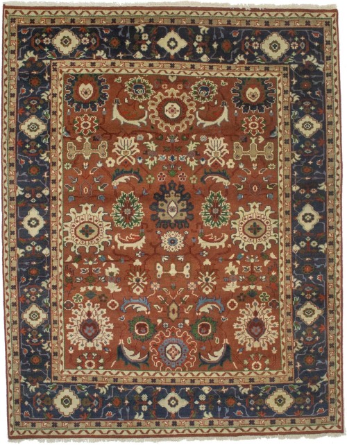 Rust Orange Floral 8X10 Indo-Mahal Oriental Rug