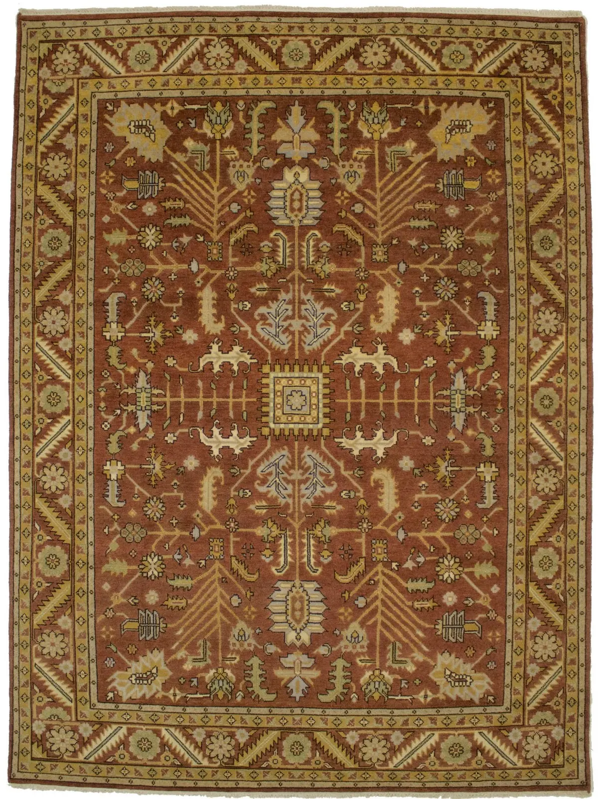 Rust Floral Tribal 9X12 Indo-Mahal Oriental Rug