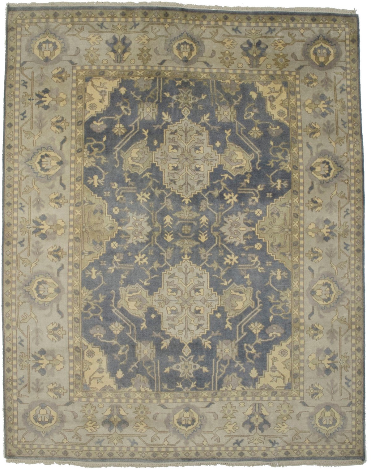 Slate Gray Floral 8X10 Oushak Chobi Oriental Rug