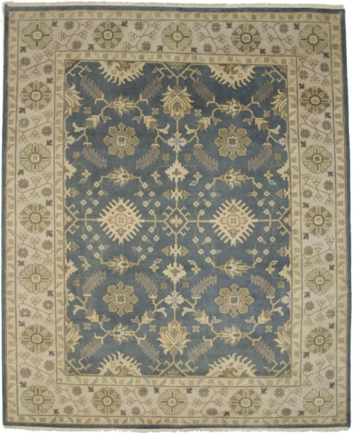 Blue-gray Floral 8X10 Oushak Chobi Oriental Rug