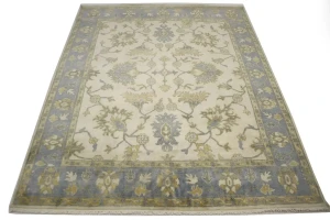 Cream Floral 8X10 Traditional Oushak Chobi Oriental Rug