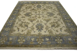 Cream Floral 8X10 Traditional Oushak Chobi Oriental Rug