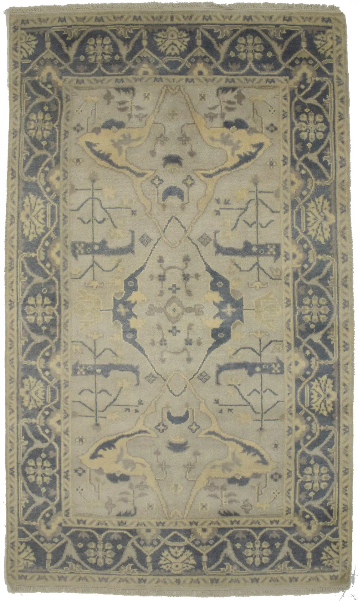 Beige Floral 5X8 Oushak Oriental Rug