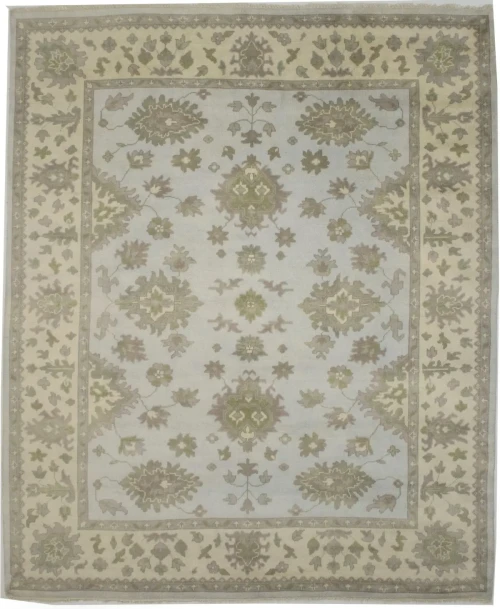 Light Mint Floral 8X10 Traditional Oushak Chobi Oriental Rug