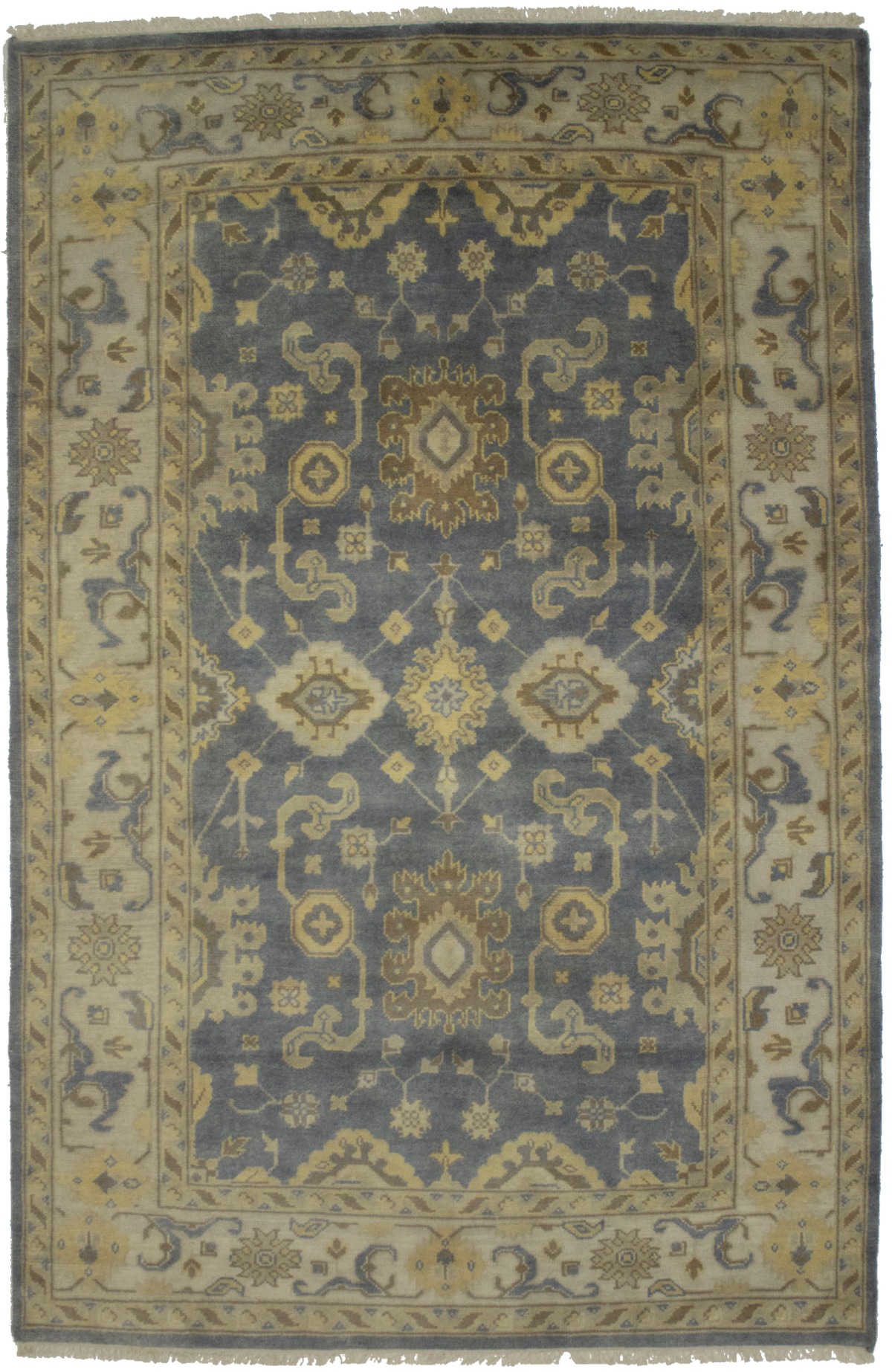 Gray Floral 6X9 Oushak Chobi Oriental Rug