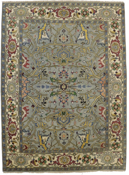 Gray Floral 9X12 Oushak Oriental Rug