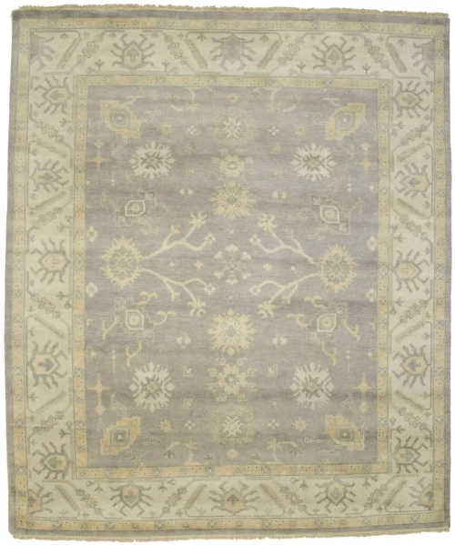 Brownish Gray Floral 8'5X10 Traditional Oushak Chobi Oriental Rug