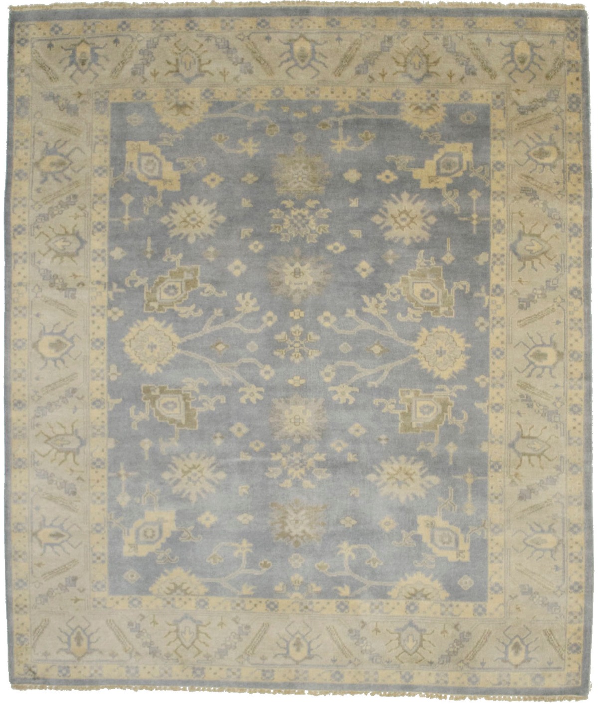 Gray Floral 8X10 Oushak Chobi Oriental Rug