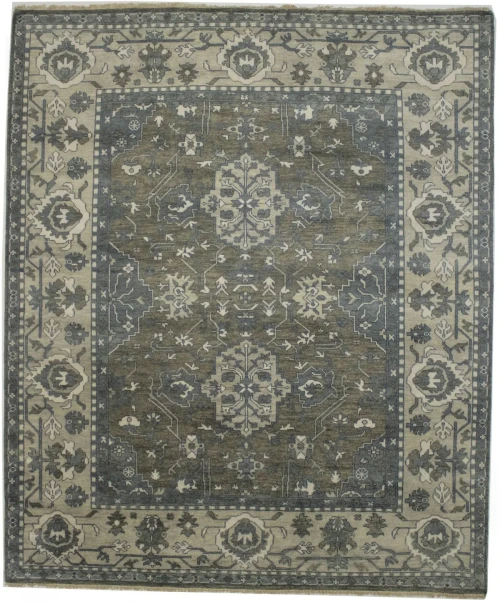 Brown & Gray Floral 8X10 Traditional Oushak Oriental Rug