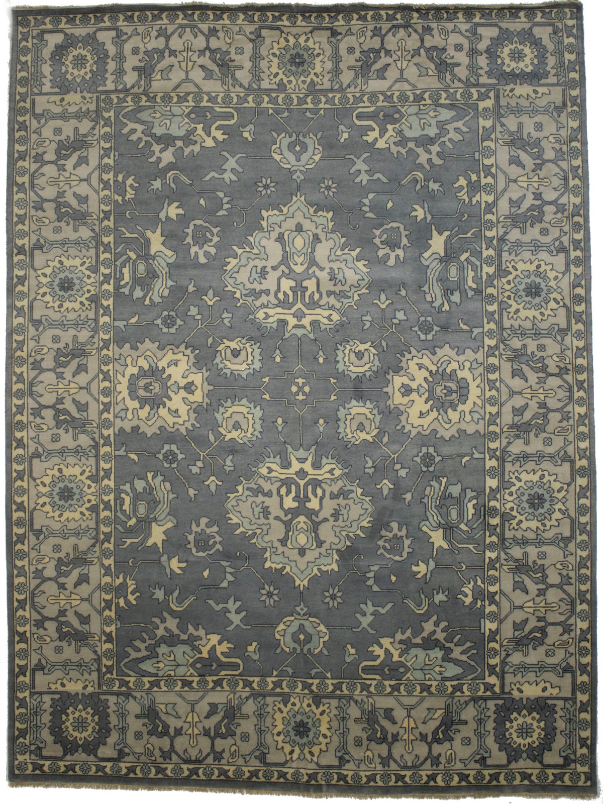 Gray Floral 10X14 Oushak Chobi Oriental Rug