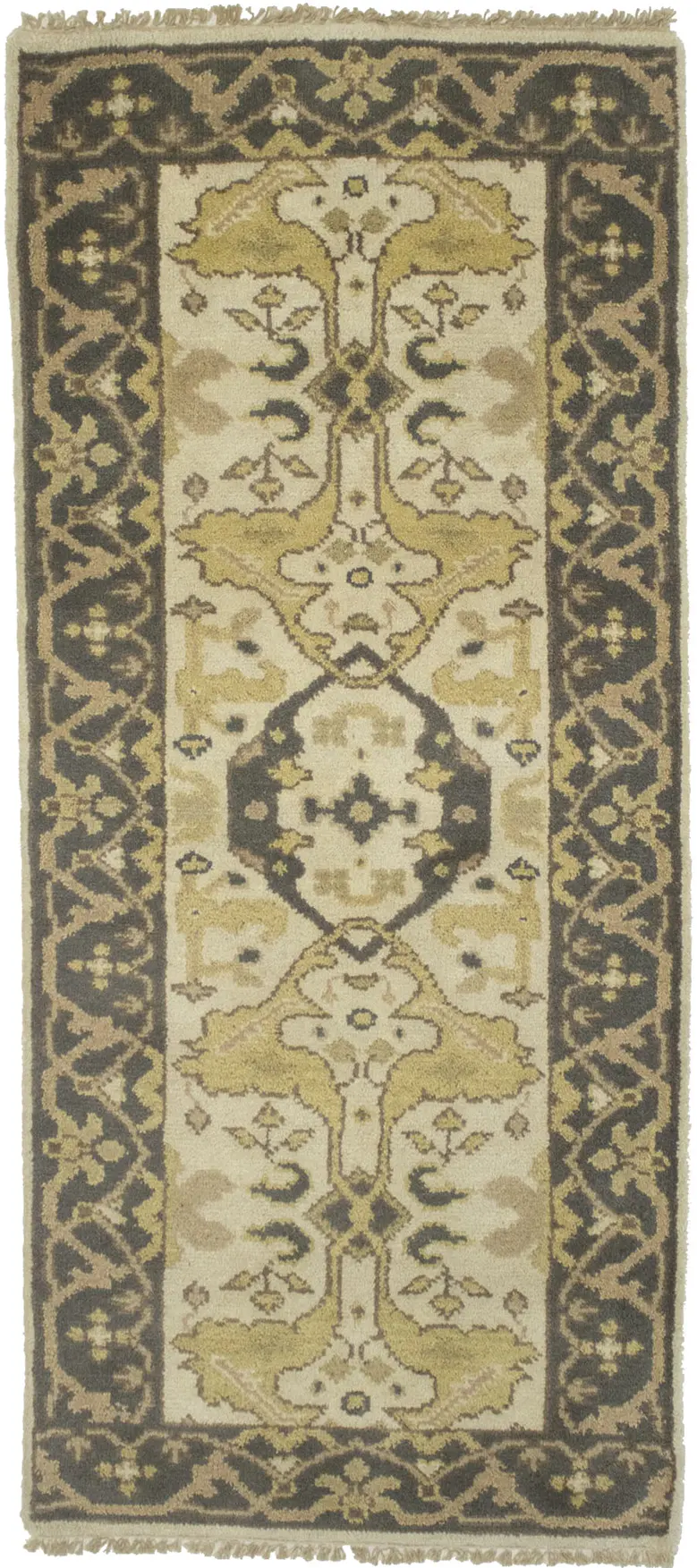 Cream Floral 3X6 Oushak Chobi Oriental Runner Rug