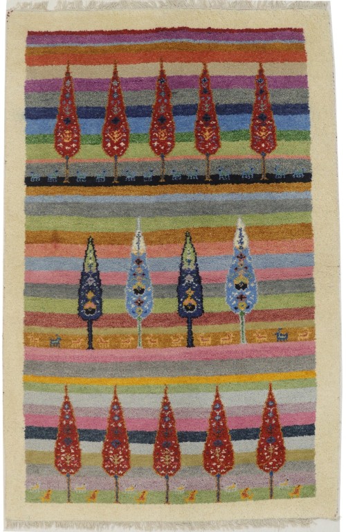 Multicolored Tribal Pictorial 4X6 Indo-Gabbeh Oriental Rug