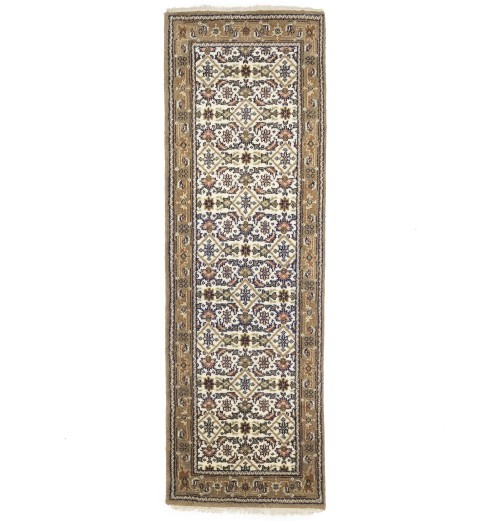 Cream Floral Tribal 3X8 Indo-Bidjar Oriental Runner Rug