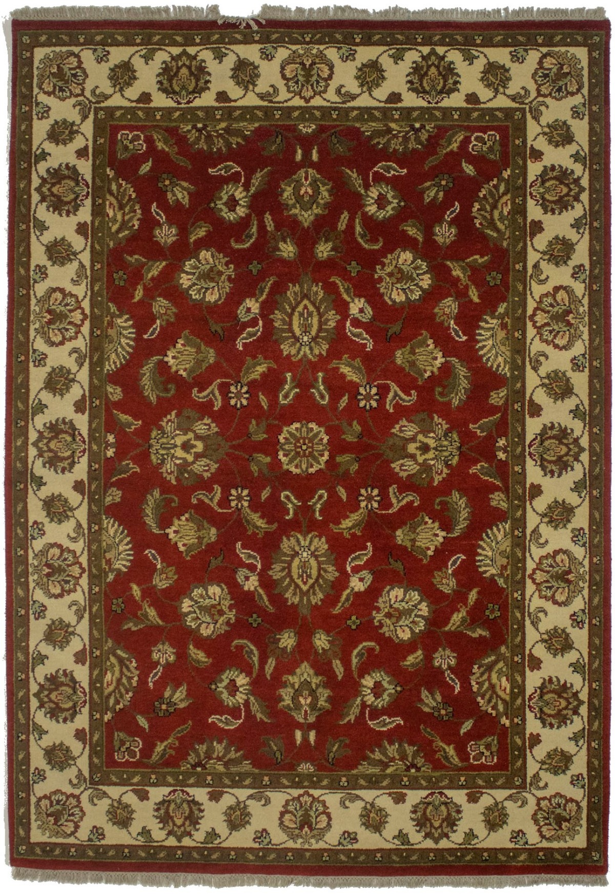 Red Floral 5X7 Indo-Kashan Oriental Rug