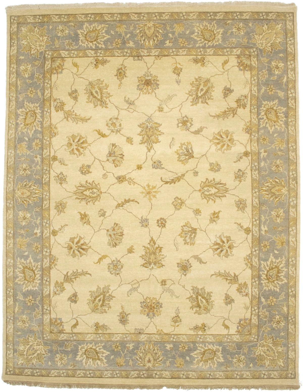 Cream Floral 8X11 Oushak Chobi Oriental Rug