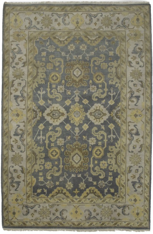 Slate Gray Floral 6X9 Oushak Chobi Oriental Rug