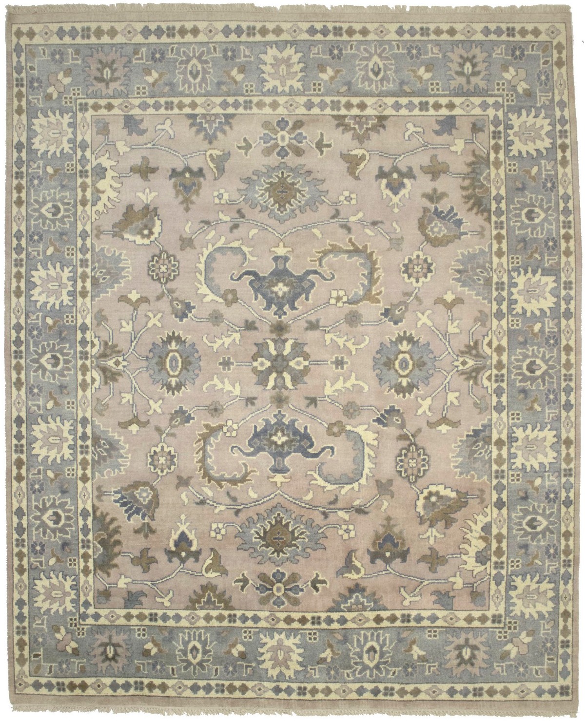 Pastel Mauve Floral 8X10 Oushak Chobi Oriental Rug