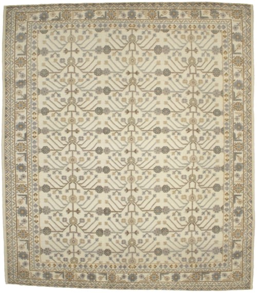 Cream Geometric 8X9 Modern Oriental Rug