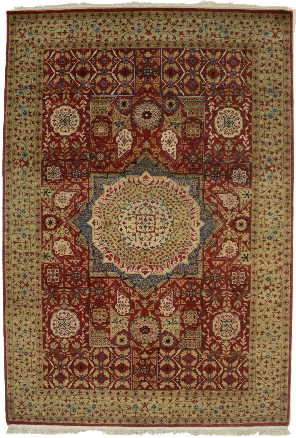 Orange-red Geometric 6X9 Mamluk Oriental Rug