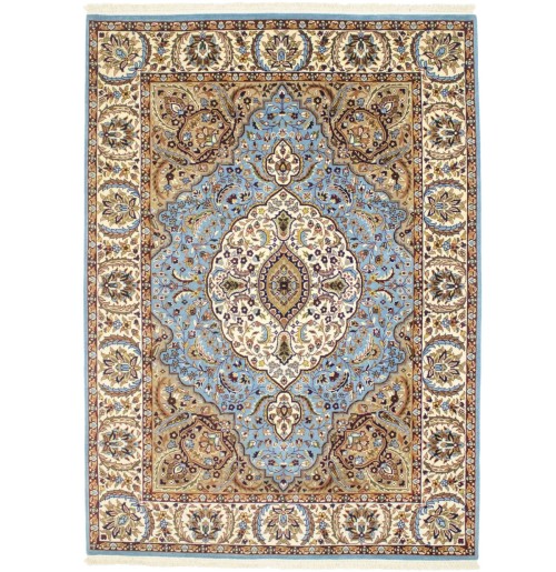 Blue & Cream Floral Kirman 6X8 Oriental Rug