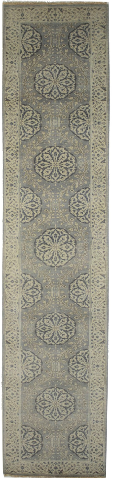 Gray Floral 3X12 Oushak Chobi Oriental Runner Rug