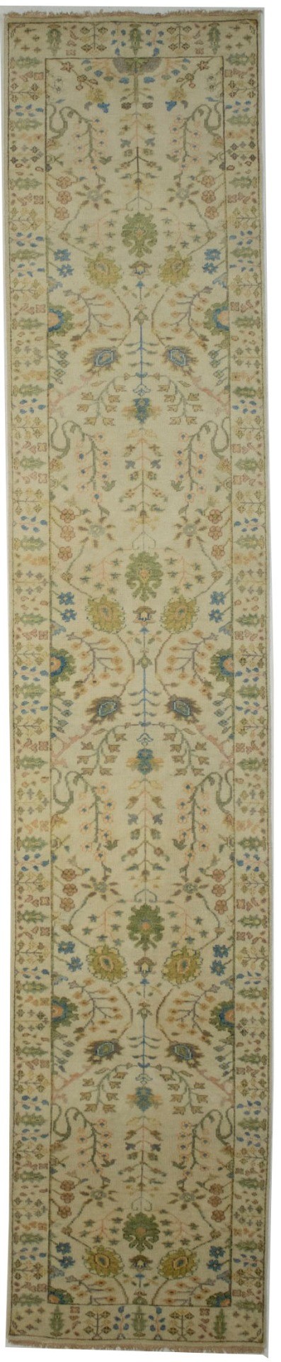 Ivory Floral 3X14 Osh Chobi Oriental Runner Rug