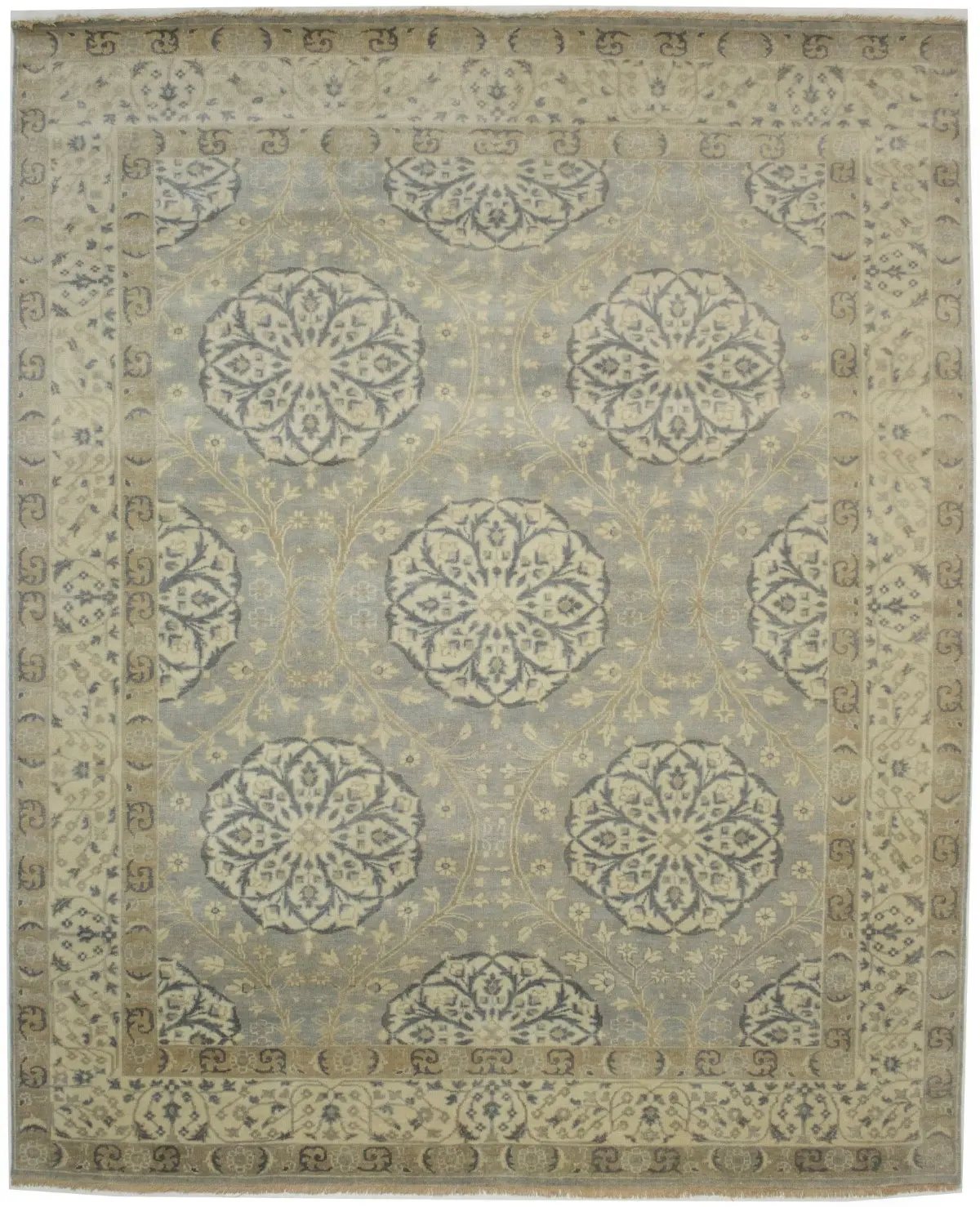 Gray Floral 8X10 Oushak Chobi Oriental Rug