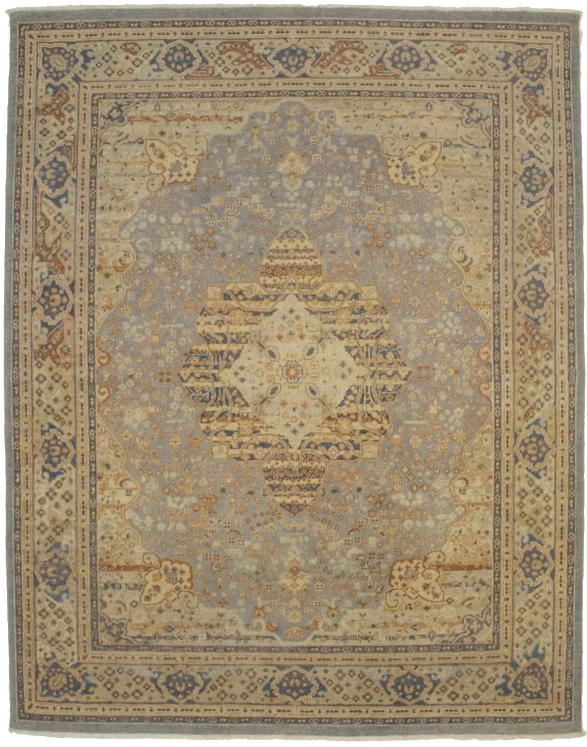 Muted Gray Floral 8X10 Indo-Tabriz Oriental Rug