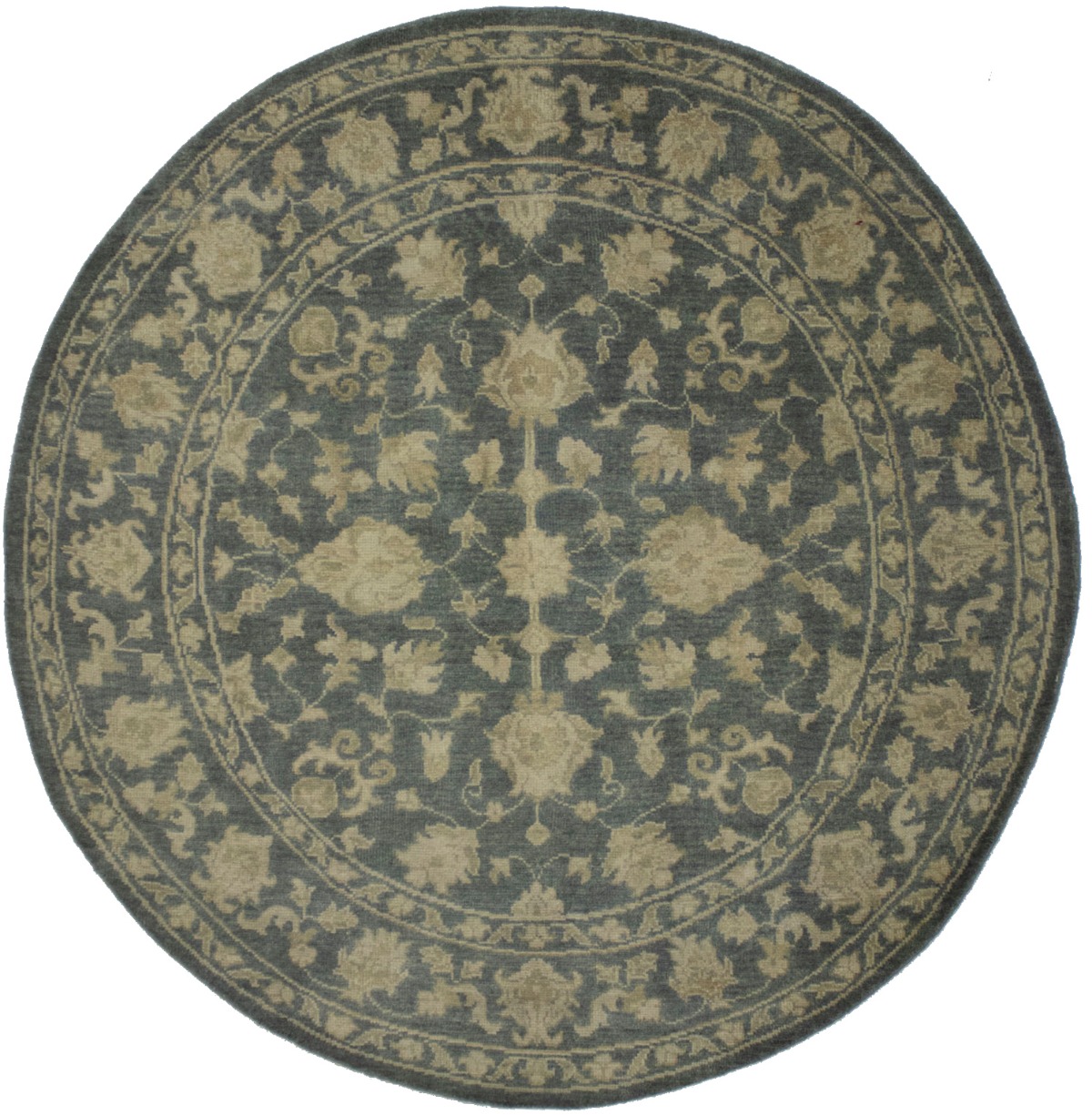 Dark Slate Floral Transitional 8X8 Oriental Round Rug