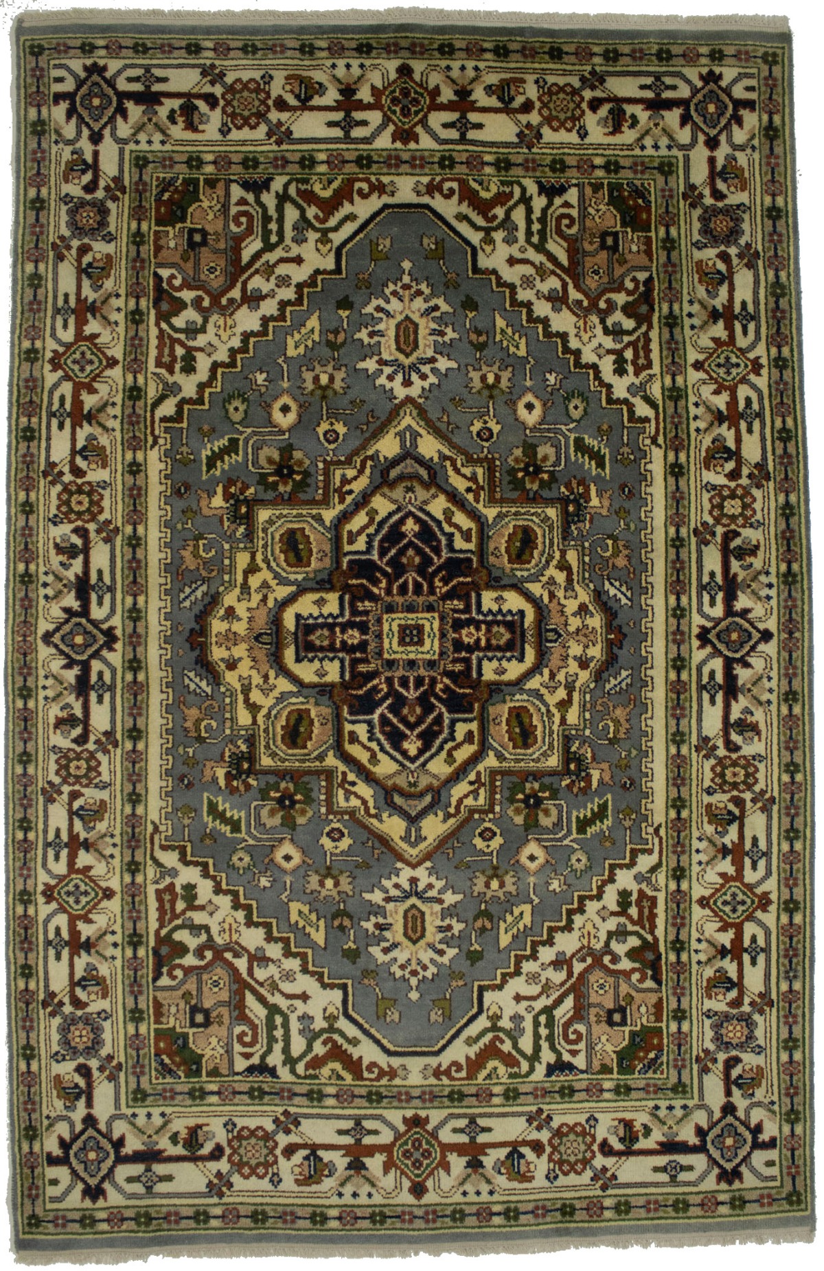 Gray Tribal Geometric 6X9 Heriz Serapi Oriental Rug