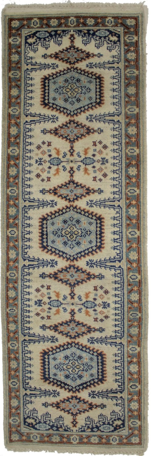 Cream Tribal 3X8 Indo-Viss Oriental Runner Rug